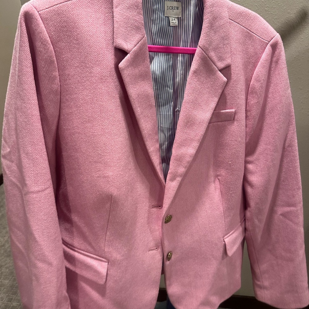 J. Crew Pink Blazer with Textured Fabric and Tailored Design